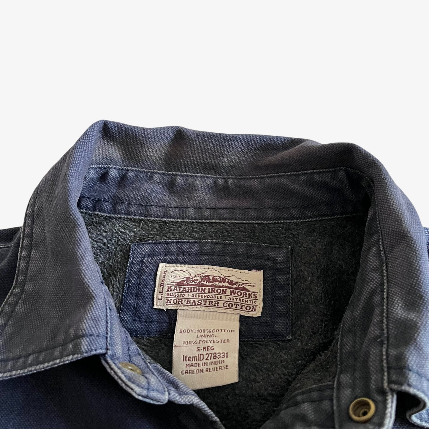 Vintage 90s Mens LL Bean Katahdin Iron Navy Workwear Shirt Label - Casspios Dream
