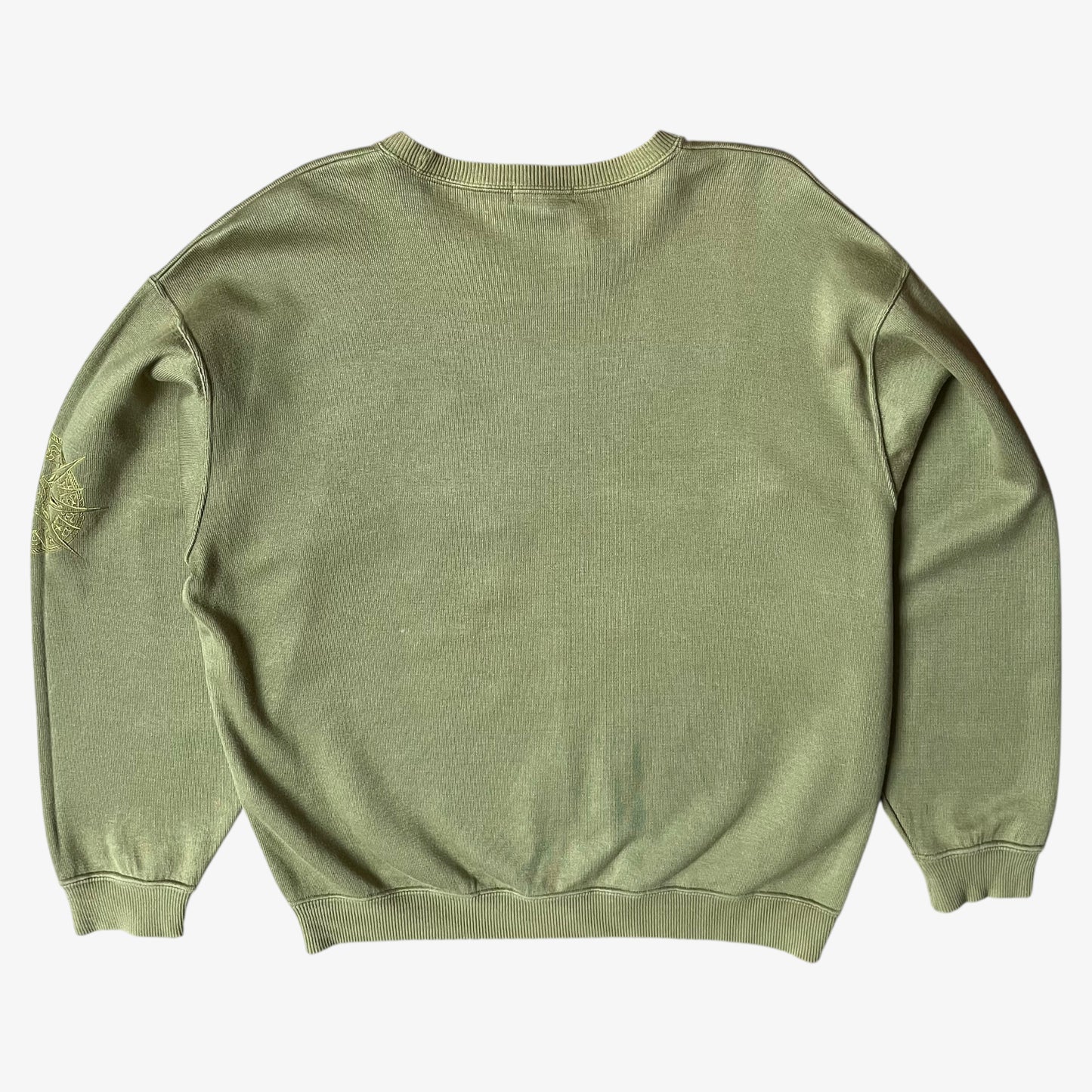 Back of vintage 90s men's Lancel Paris green sweatshirt.