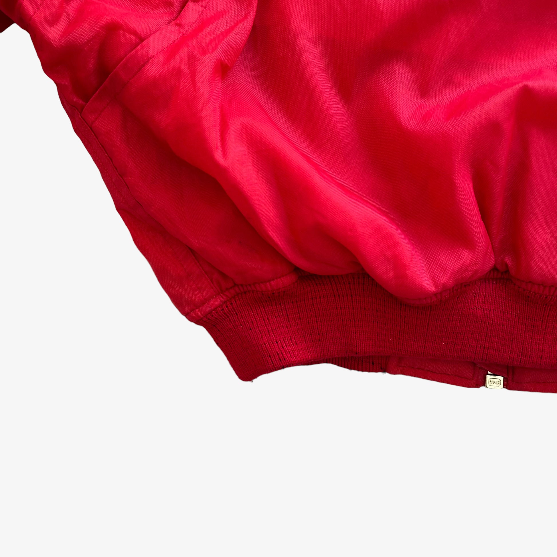 Vintage 90s Mens Last Rebels Red Bomber Jacket With Black Faux Fur Collar Back Hem - Casspios Dream