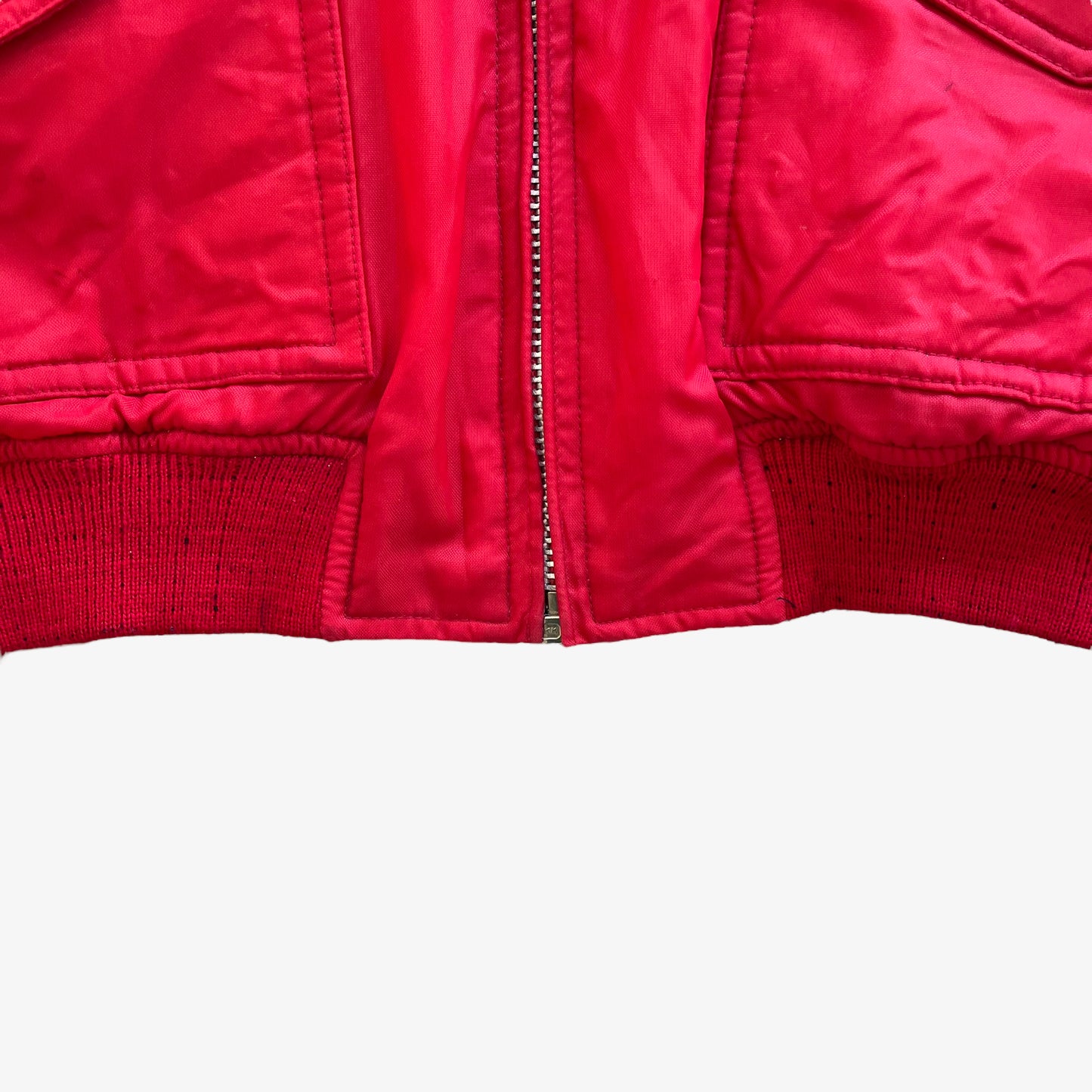 Vintage 90s Mens Last Rebels Red Bomber Jacket With Black Faux Fur Collar Hem - Casspios Dream