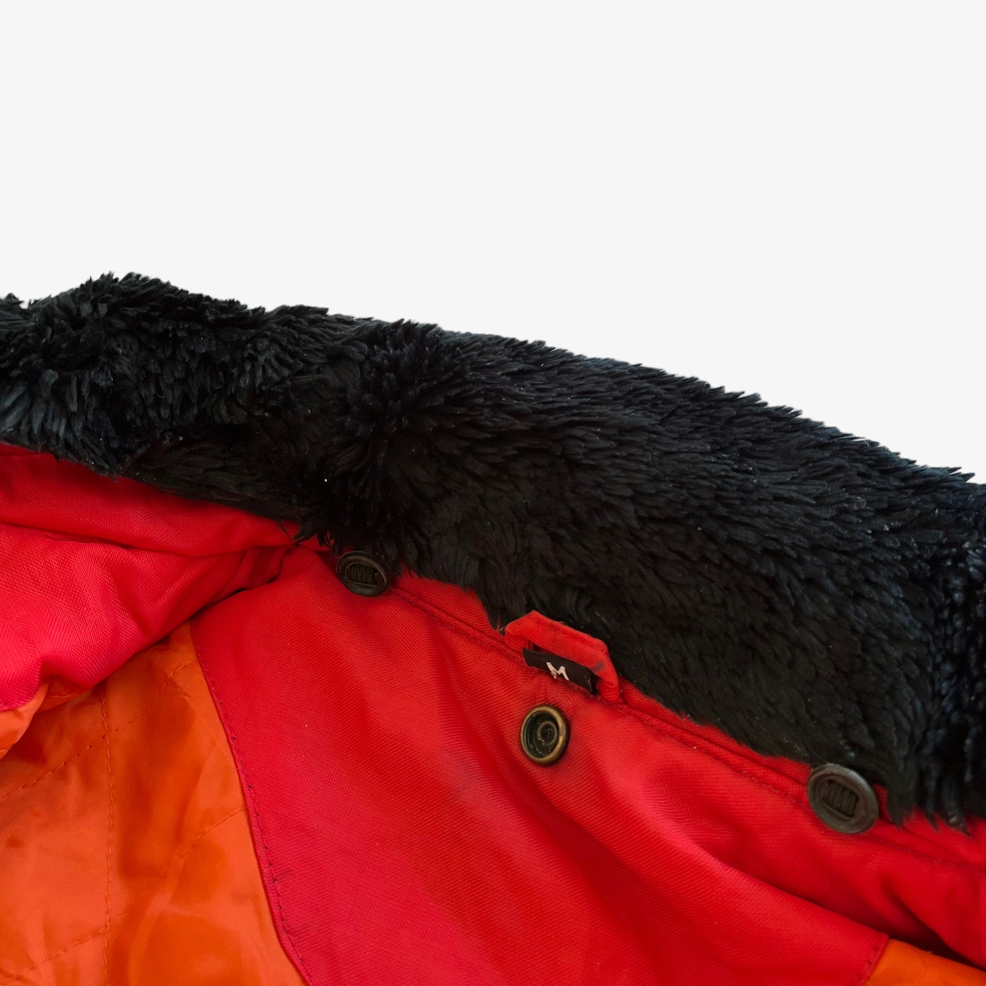 Vintage 90s Mens Last Rebels Red Bomber Jacket With Black Faux Fur Collar Medium - Casspios Dream