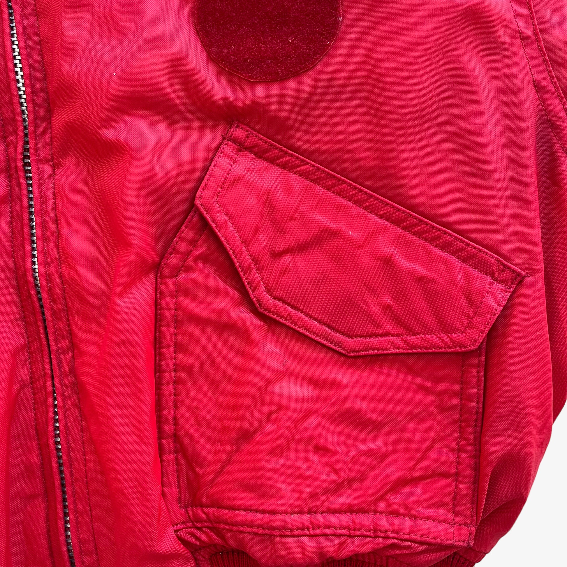 Vintage 90s Mens Last Rebels Red Bomber Jacket With Black Faux Fur Collar Pocket Wear - Casspios Dream