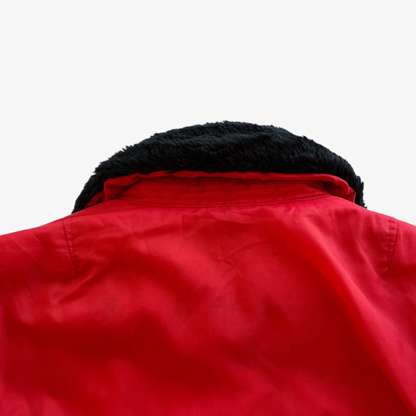 Vintage 90s Mens Last Rebels Red Bomber Jacket With Black Faux Fur Collar Sherpa - Casspios Dream