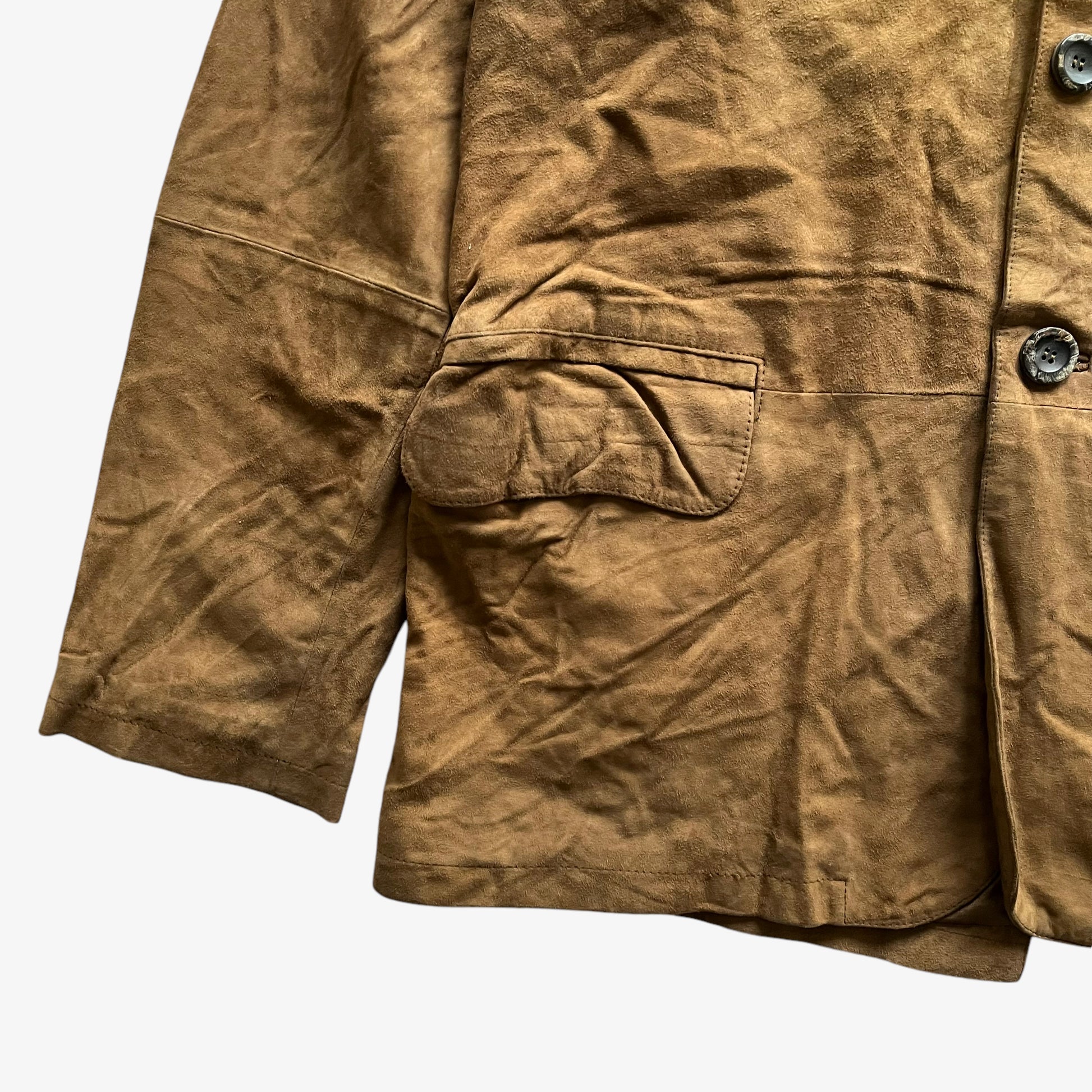 Vintage 90s Mens Marlboro Classics Brown Leather Blazer Hem - Casspios Dream