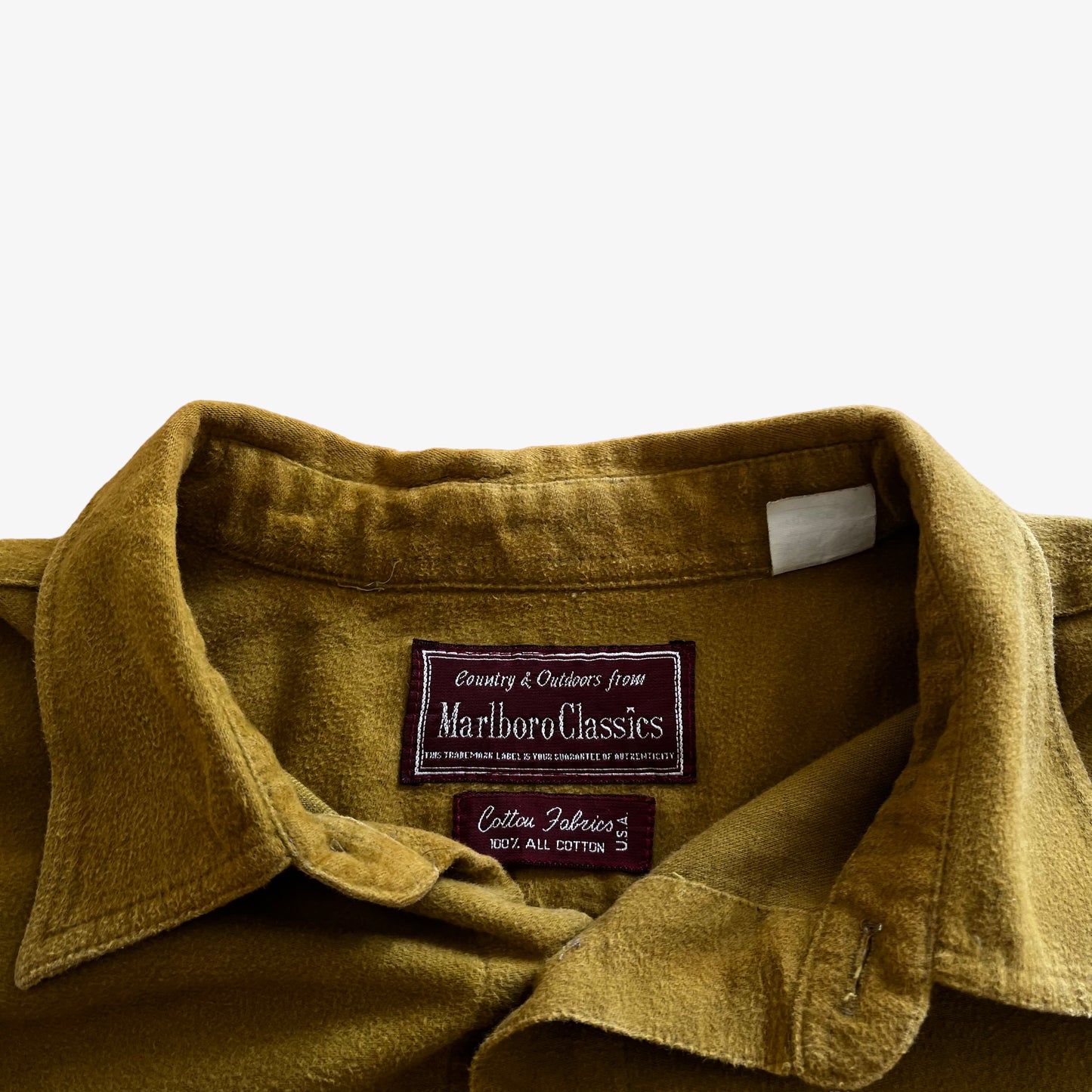 Vintage 90s Mens Marlboro Classics Long Sleeve Mustard Shirt Label - Casspios Dream