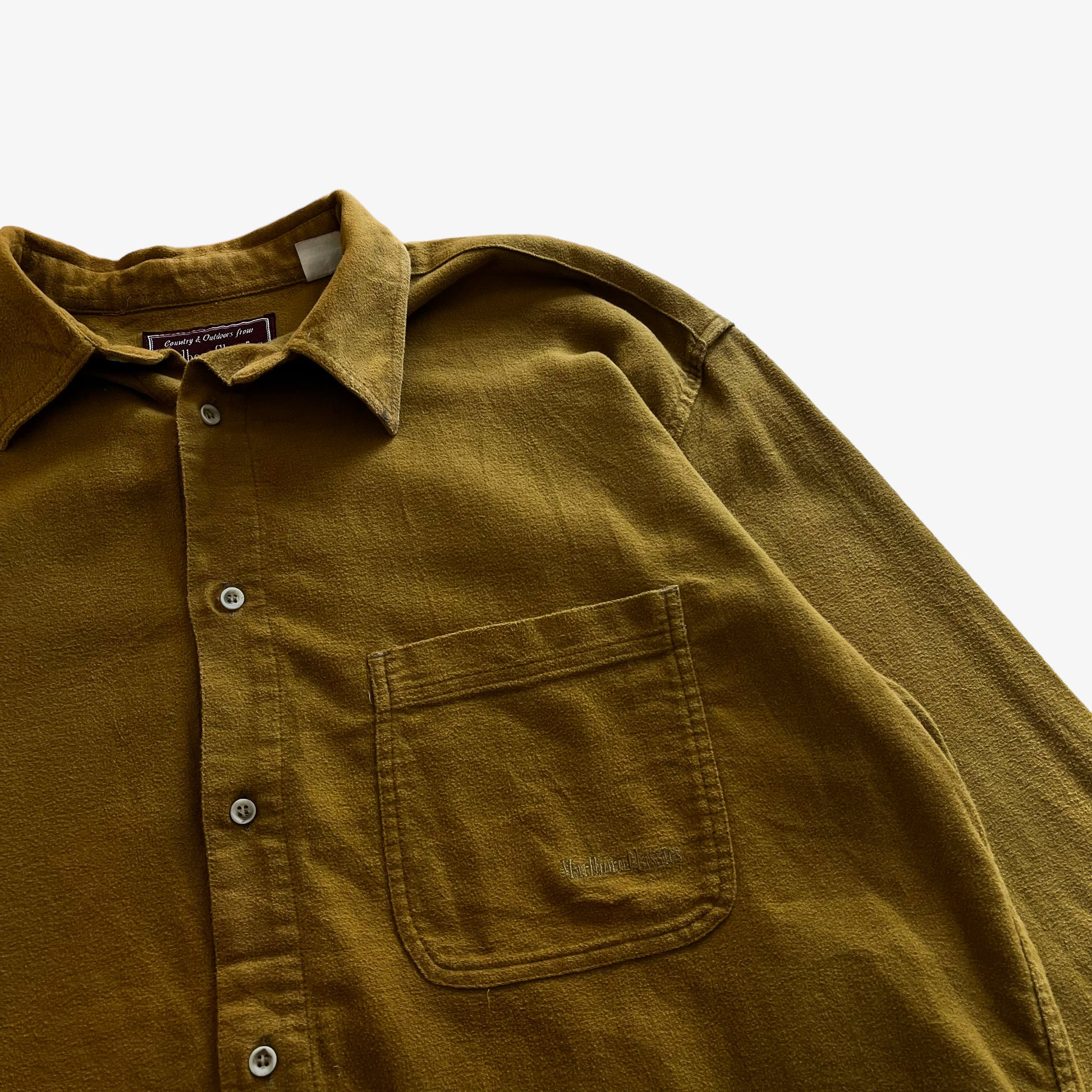 Vintage 90s Mens Marlboro Classics Long Sleeve Mustard Shirt Pocket - Casspios Dream