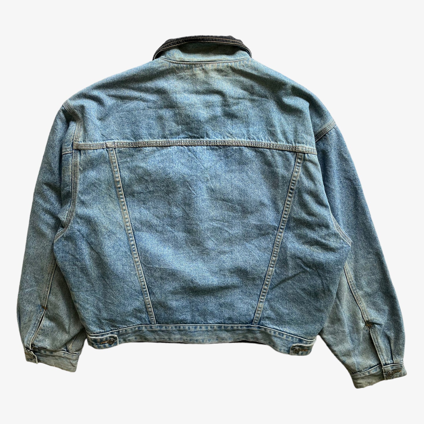Vintage 90s Mens McColl Reversible Denim Trucker Jacket Back - Casspios Dream