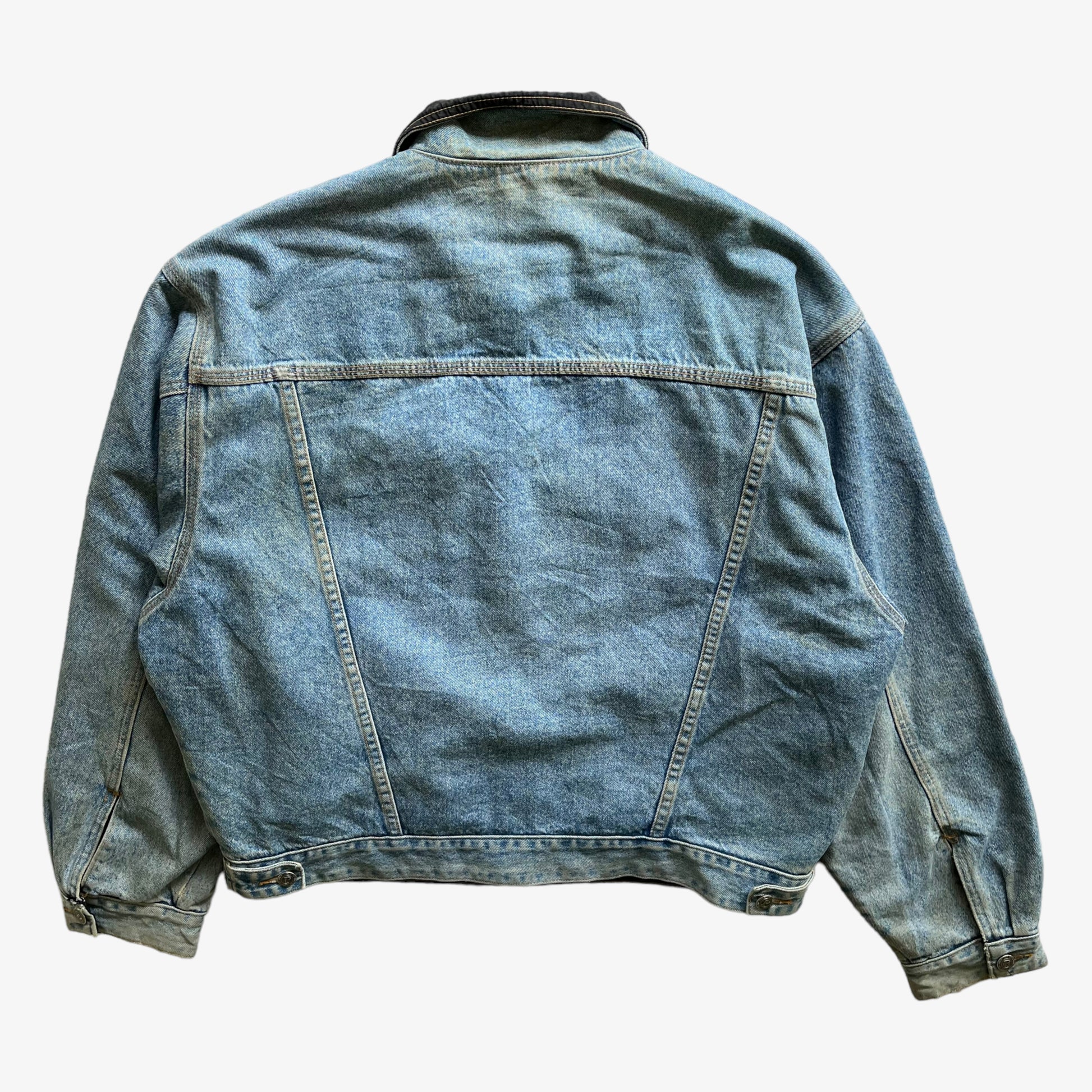 Vintage 90s Mens McColl Reversible Denim Trucker Jacket Back - Casspios Dream