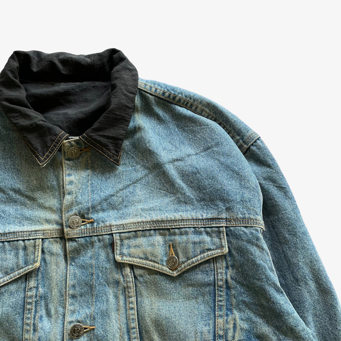 Vintage 90s Mens McColl Reversible Denim Trucker Jacket Pocket - Casspios Dream