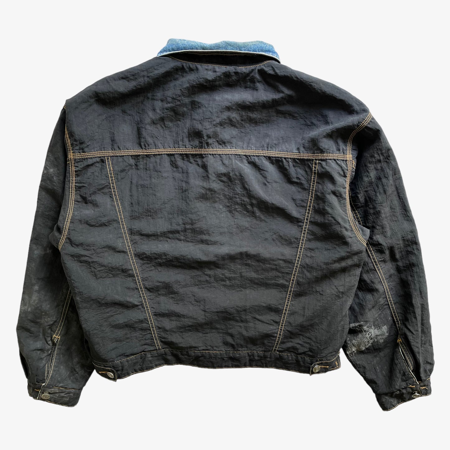 Vintage 90s Mens McColl Reversible Denim Trucker Jacket Reversed Back - Casspios Dream