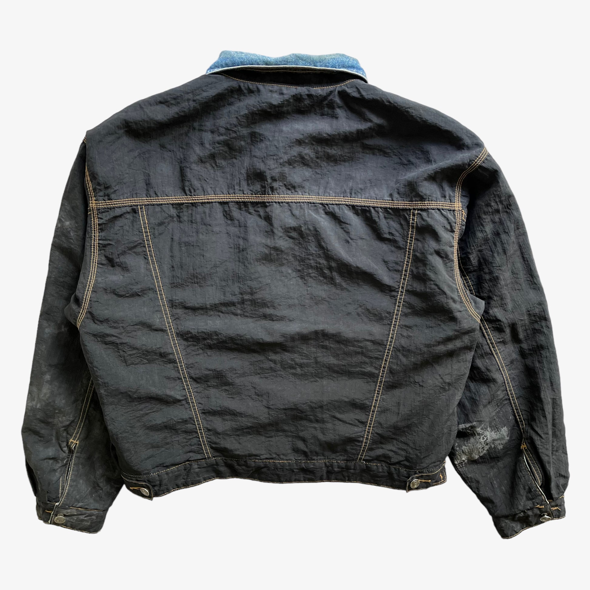 Vintage 90s Mens McColl Reversible Denim Trucker Jacket Reversed Back - Casspios Dream