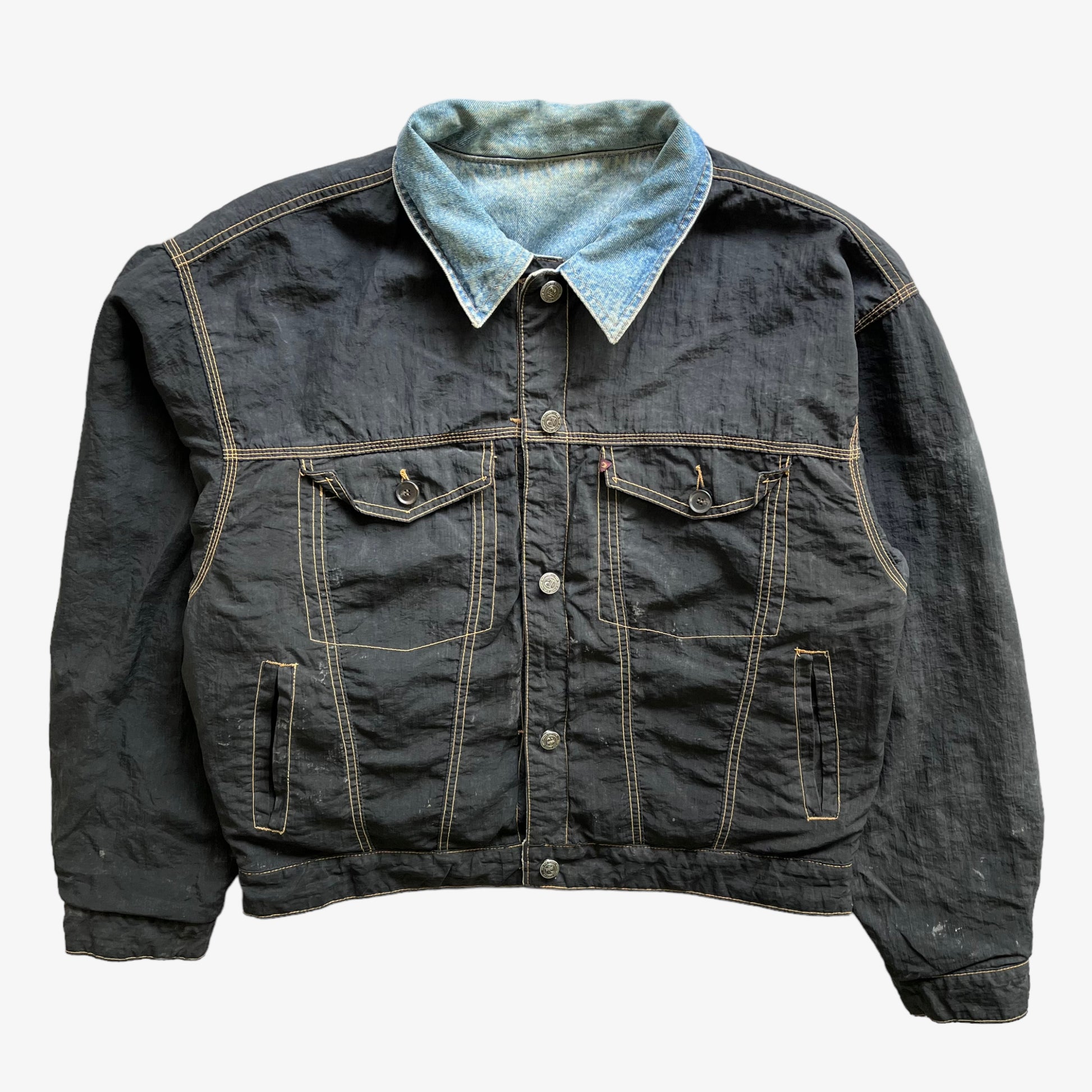 Vintage 90s Mens McColl Reversible Denim Trucker Jacket Reversed - Casspios Dream