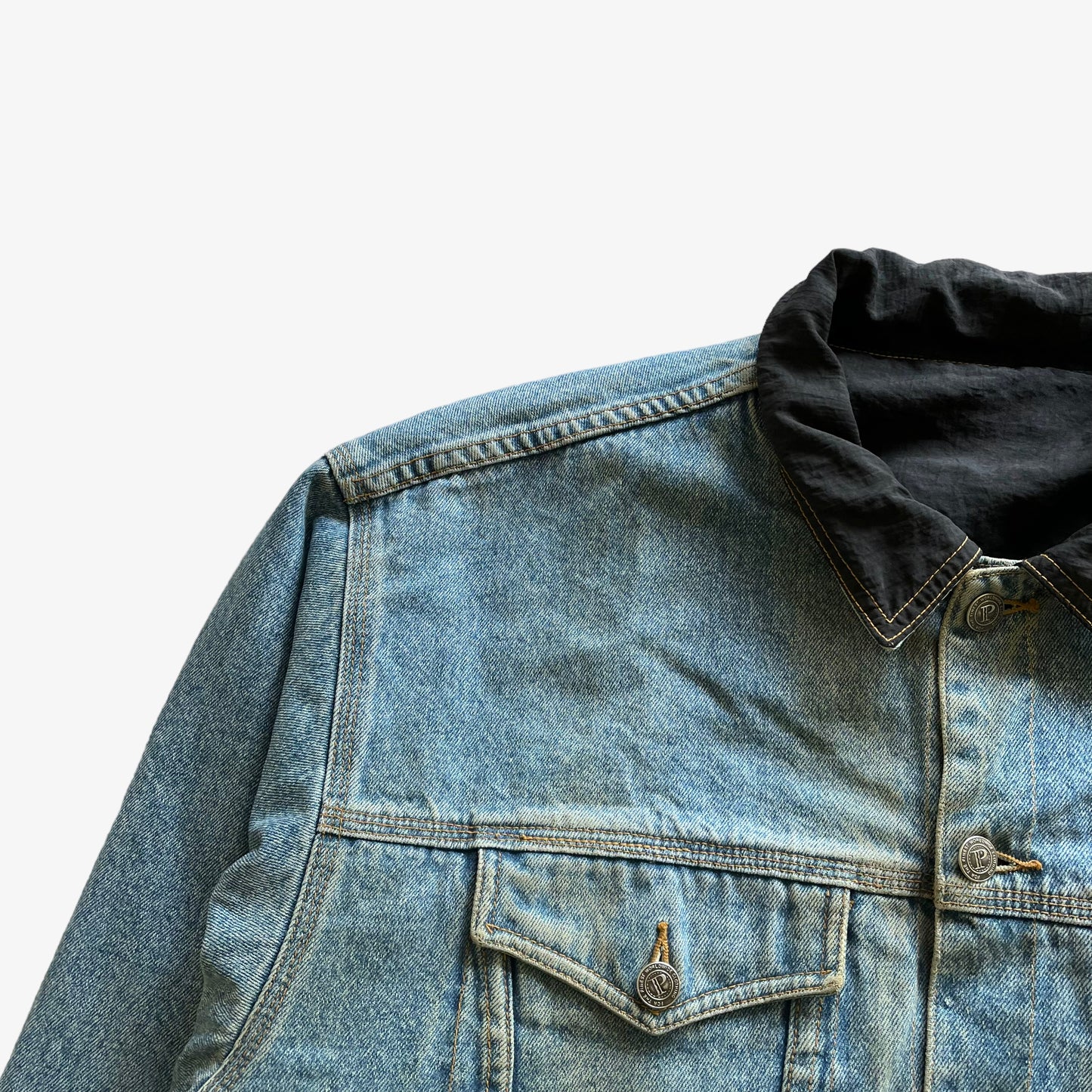 Vintage 90s Mens McColl Reversible Denim Trucker Jacket Shoulder - Casspios Dream