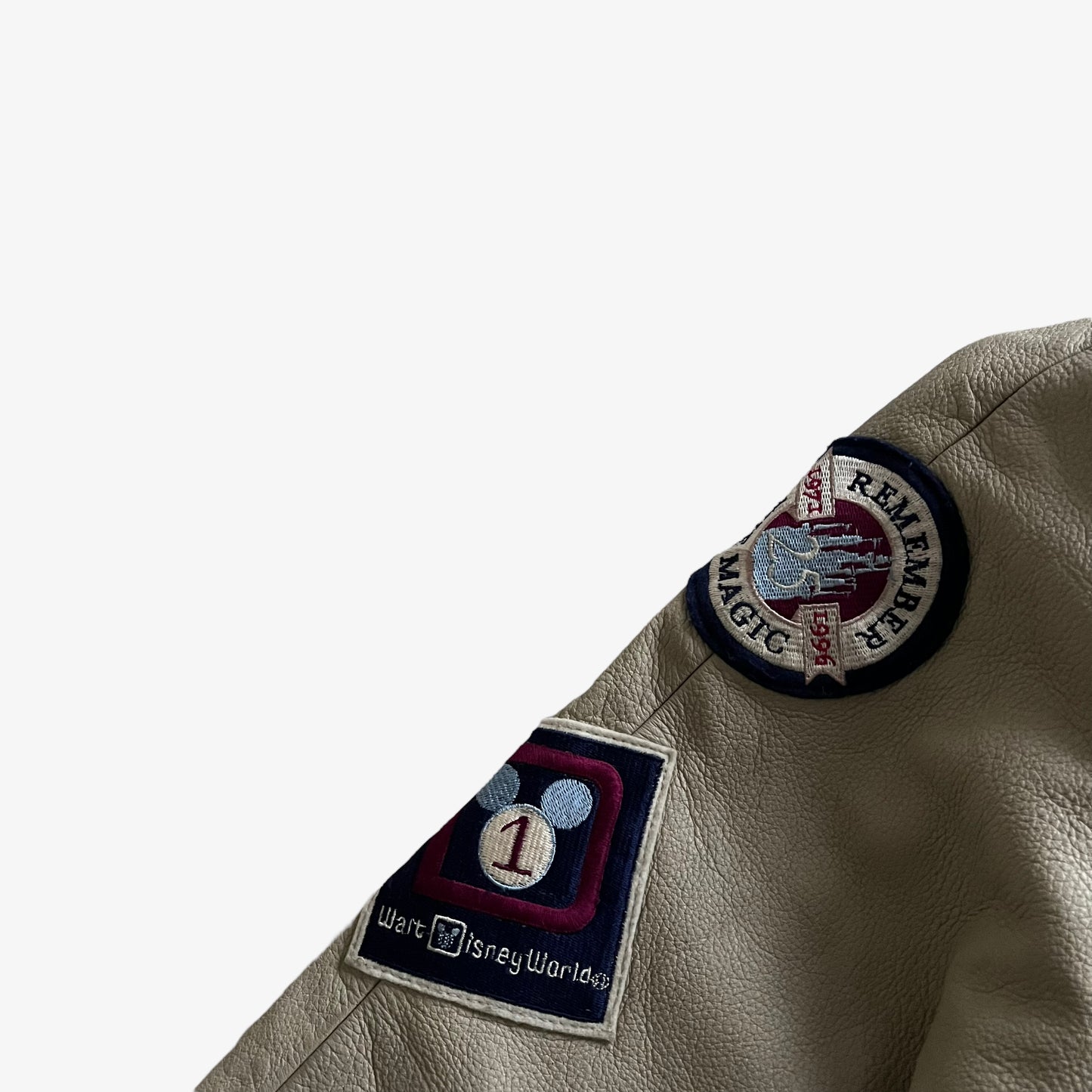 Vintage 90s Mens Mickey Inc Walt Disney World Reunion 25th Anniversary Navy Leather Varsity Jacket Badges - Casspios Dream