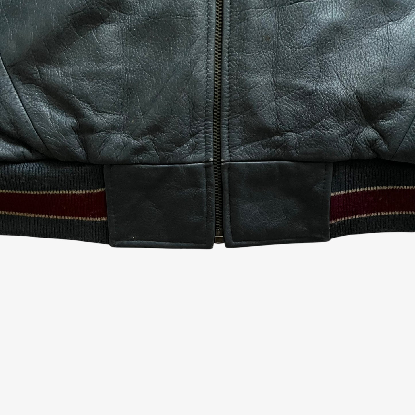 Vintage 90s Mens Mickey Inc Walt Disney World Reunion 25th Anniversary Navy Leather Varsity Jacket Hem - Casspios Dream