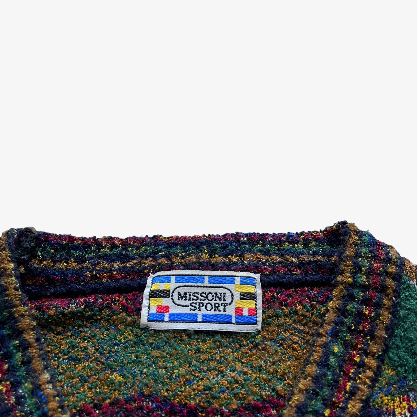 Vintage 90s Mens Missoni Sport Colourful Textured Polka Dot V-Neck Jumper Label - Casspios Dream
