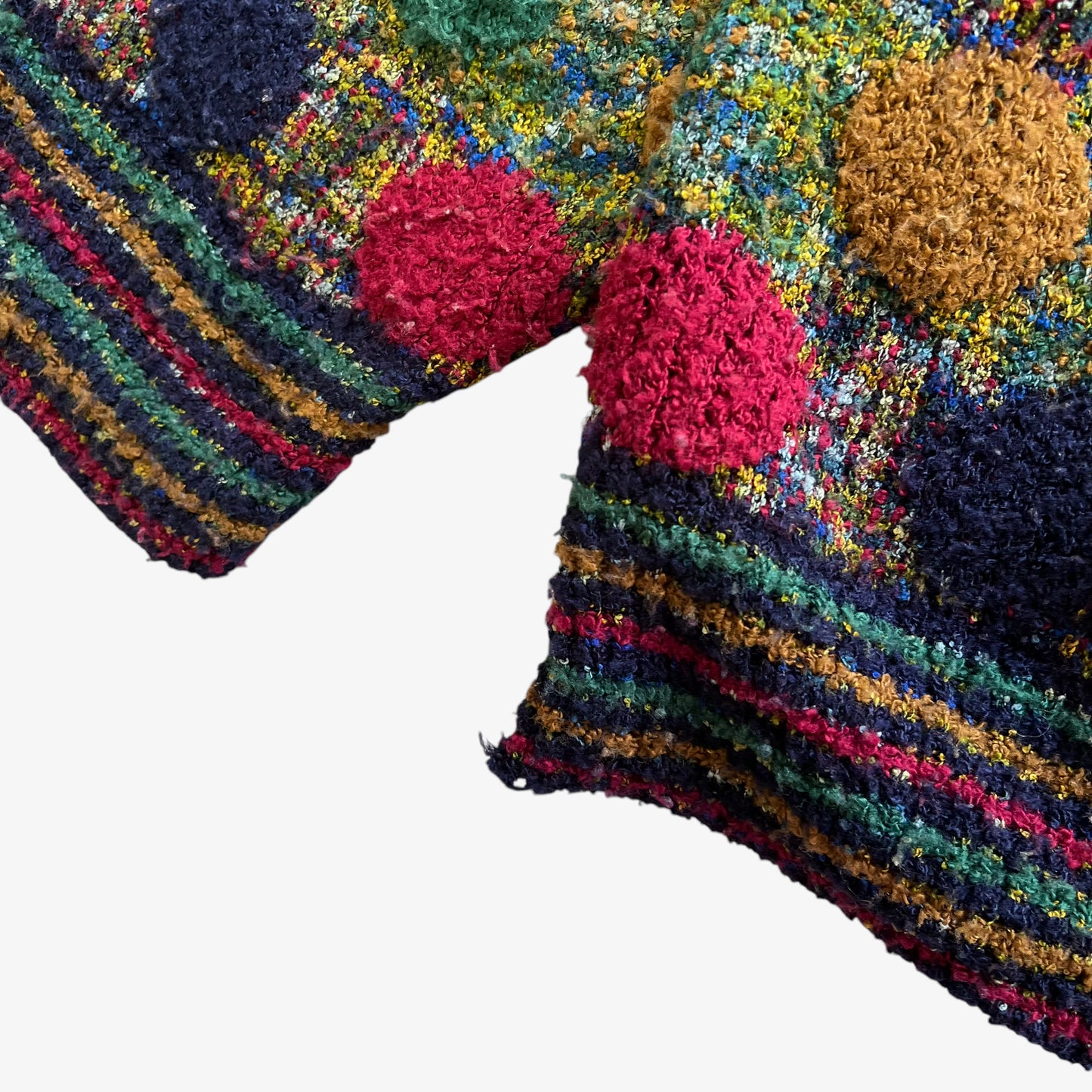 Vintage 90s Mens Missoni Sport Colourful Textured Polka Dot V-Neck Jumper Wear - Casspios Dream