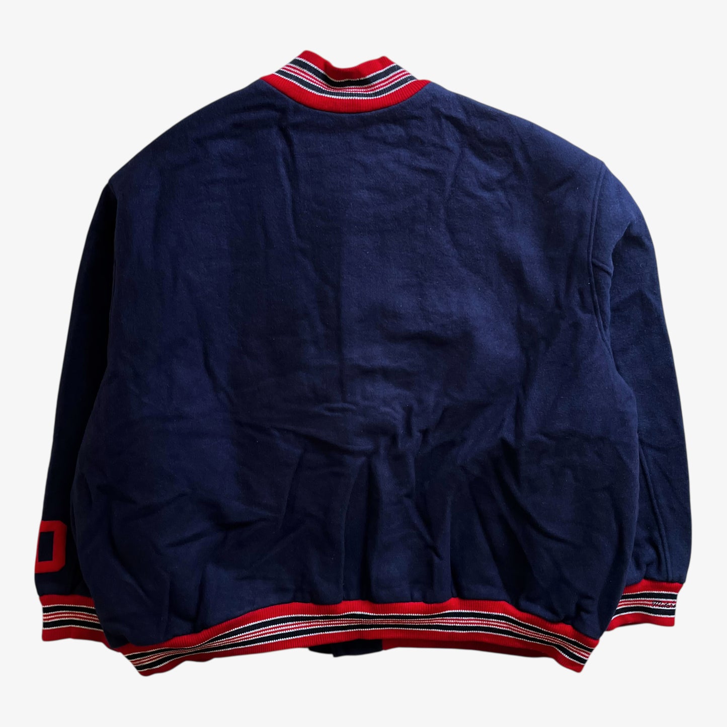 Vintage 90s Mens Mitchell And Ness MLB New York Giants 1932 Cooperstown Collection Navy Varsity Jacket Back - Casspios Dream