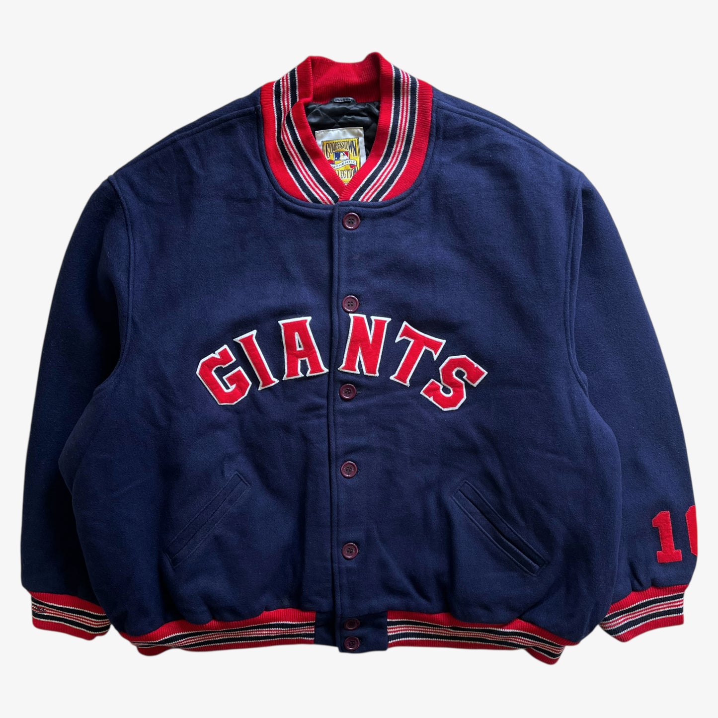 Vintage 90s Mens Mitchell And Ness MLB New York Giants 1932 Cooperstown Collection Navy Varsity Jacket - Casspios Dream