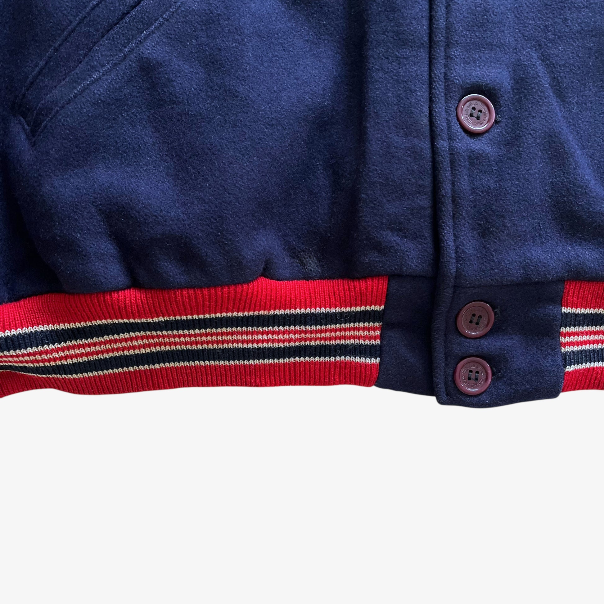 Vintage 90s Mens Mitchell And Ness MLB New York Giants 1932 Cooperstown Collection Navy Varsity Jacket Hem - Casspios Dream