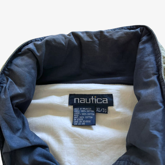 Vintage 90s Mens Nautica Light Green & White Sailing Jacket Label - Casspios Dream