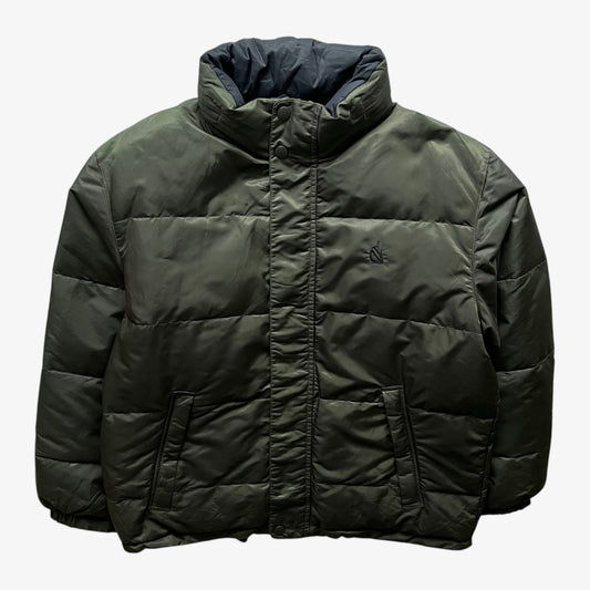 Vintage 90s Mens Nautica Reversible Goose Down Puffer Jacket With Foldable Hood - Casspios Dream