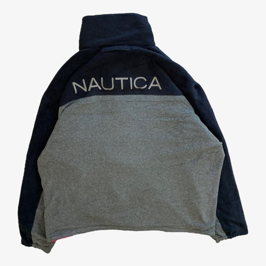 Vintage 90s Mens Nautica Reversible Red Sailing Jacket And Navy Spell Out Fleece Reversed Back - Casspios Dream