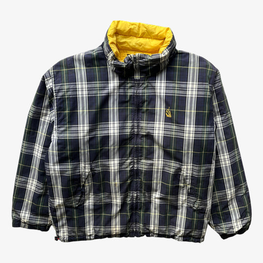 Vintage 90s Mens Nautica Reversible Tartan Print Down Puffer Jacket - Casspios Dream