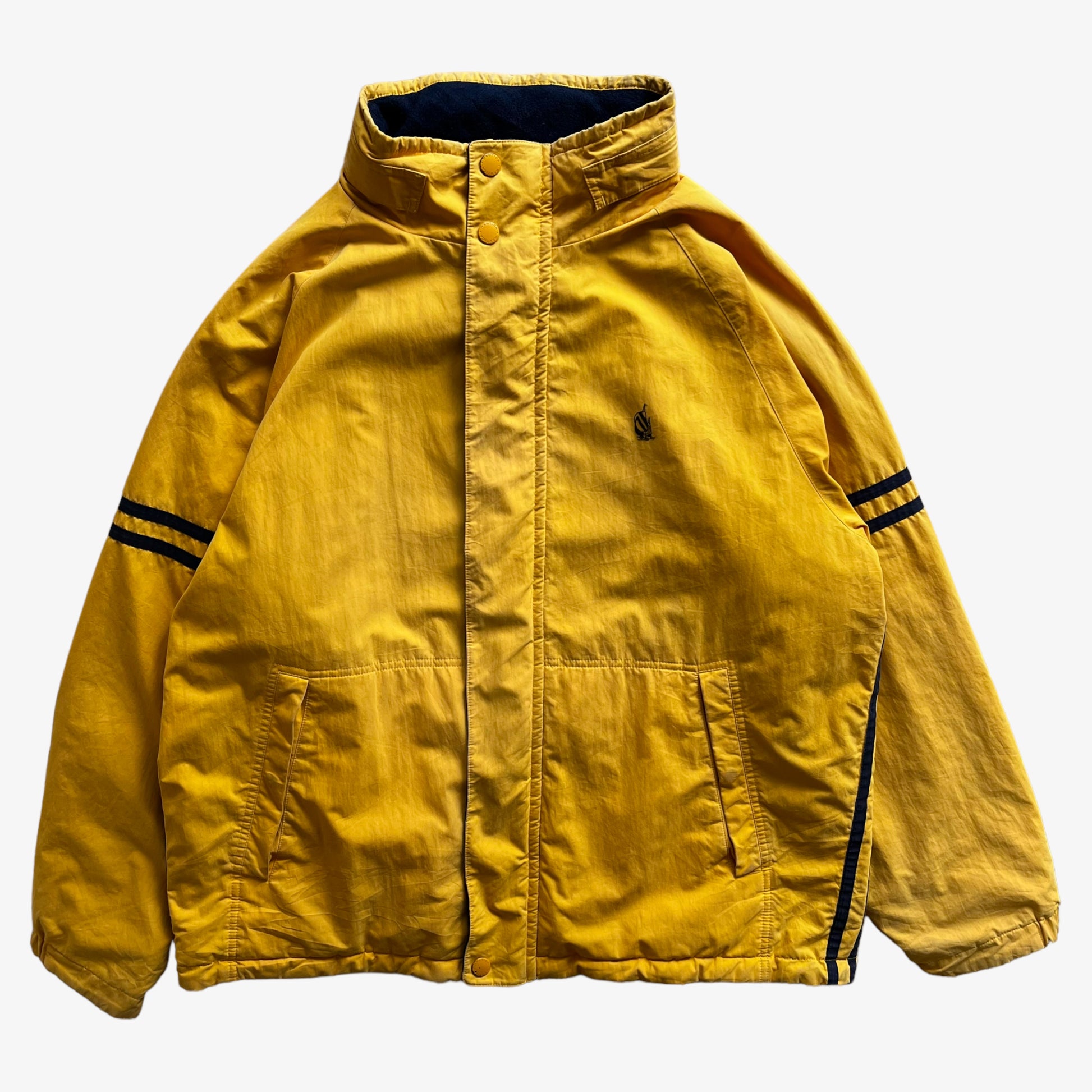 Vintage 90s Mens Nautica Reversible Yellow Sailing And Navy Fleece Jacket - Casspios Dream