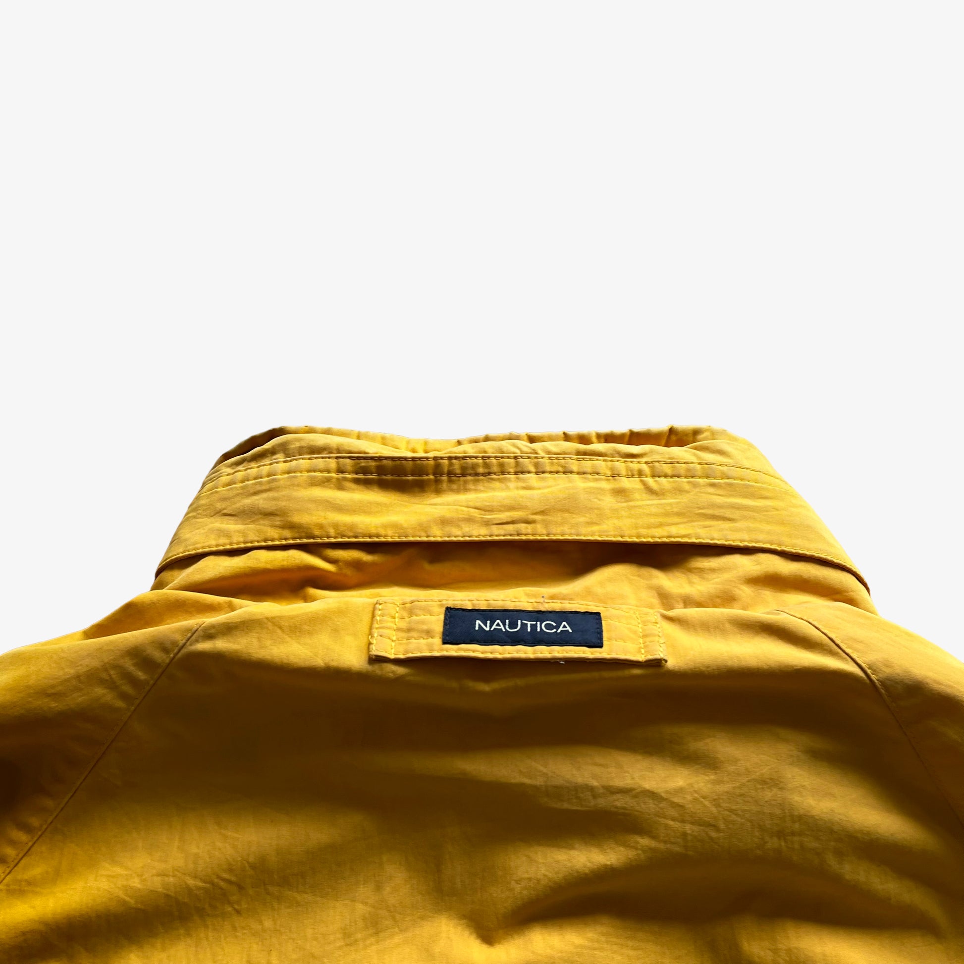 Vintage 90s Mens Nautica Reversible Yellow Sailing And Navy Fleece Jacket Collar - Casspios Dream