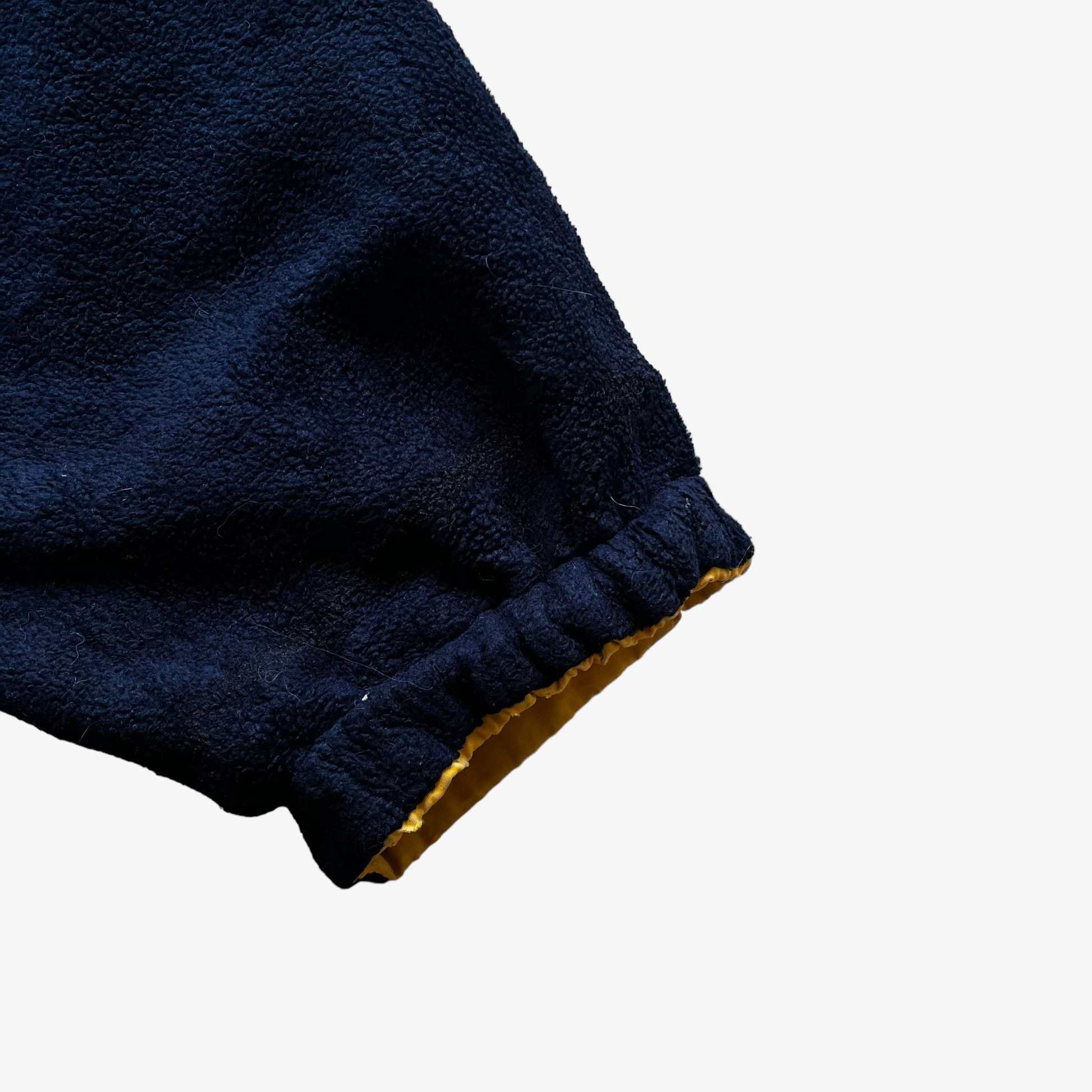 Vintage 90s Mens Nautica Reversible Yellow Sailing And Navy Fleece Jacket Cuff - Casspios Dream