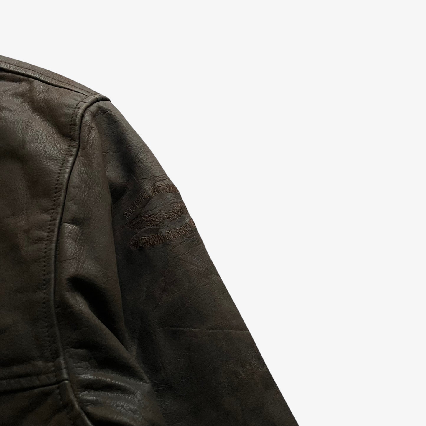 Vintage 90s Mens Pall Mall Dark Brown Leather Pilot Jacket With Faux Fur Collar Shoulder - Casspios Dream
