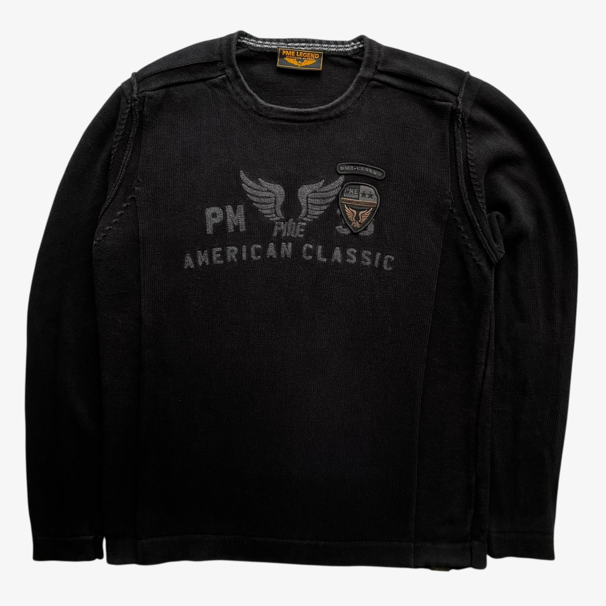 Vintage 90s men's Pall Mall PME legend American classic black knitted jumper.