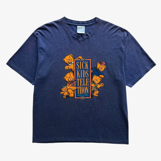 Vintage 90s Mens Penmans Sick Kids Telethon Double Sided Print Single Stitch Blue Top - Casspios Dream
