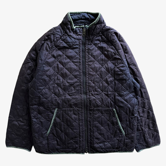 Vintage 90s Mens Polo Ralph Lauren Brown Quilted Jacket With Green Trim - Casspios Dream