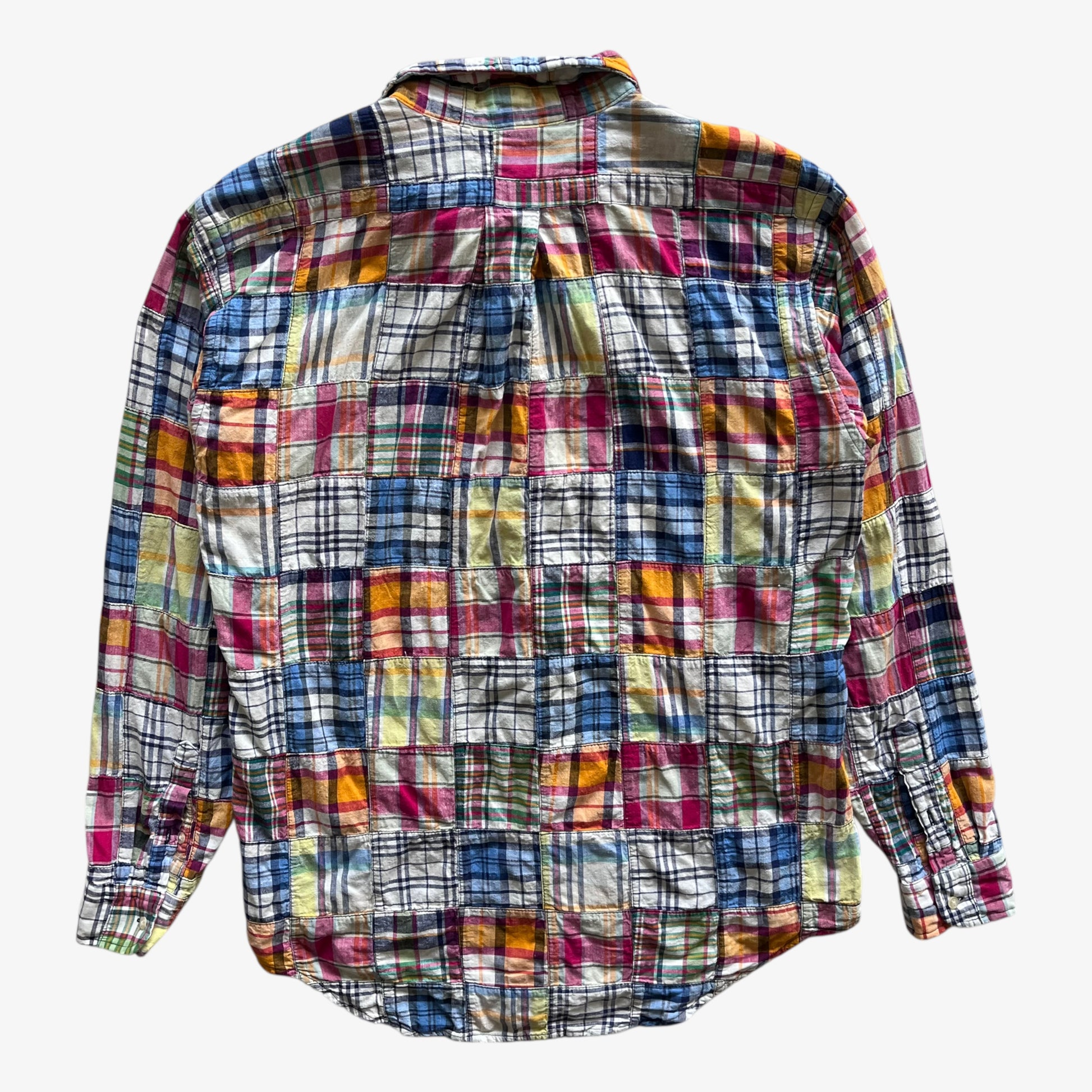 Vintage 90s Mens Polo Ralph Lauren Colourful Patchwork Shirt Back - Casspios Dream