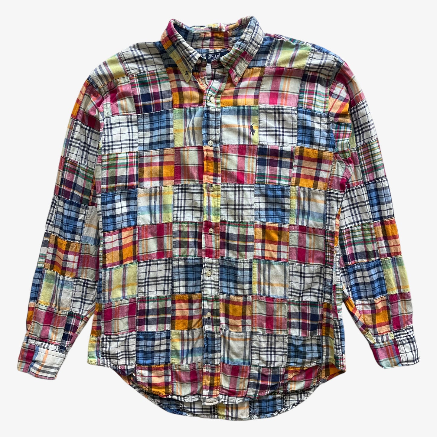 Vintage 90s Mens Polo Ralph Lauren Colourful Patchwork Shirt - Casspios Dream