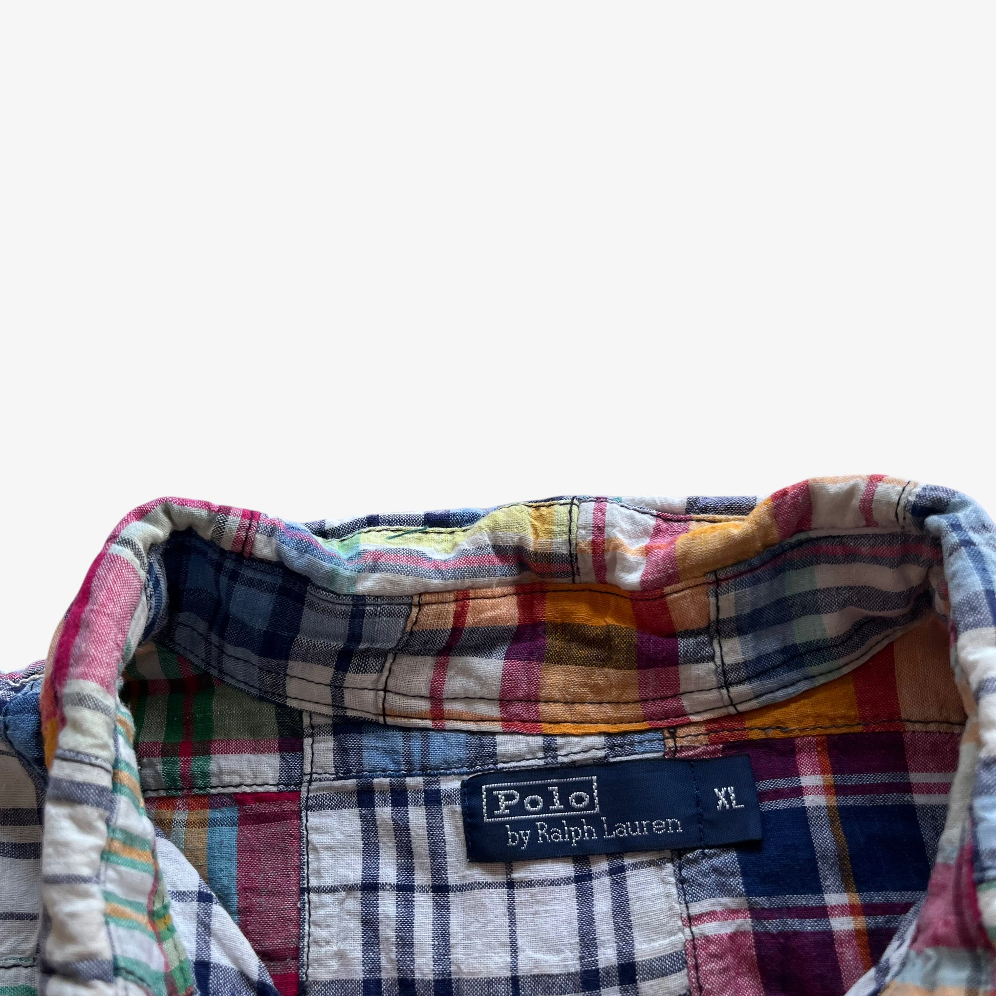 Vintage 90s Mens Polo Ralph Lauren Colourful Patchwork Shirt Label - Casspios Dream