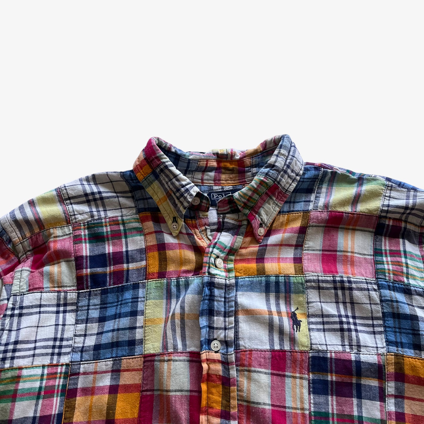 Vintage 90s Mens Polo Ralph Lauren Colourful Patchwork Shirt Logo - Casspios Dream