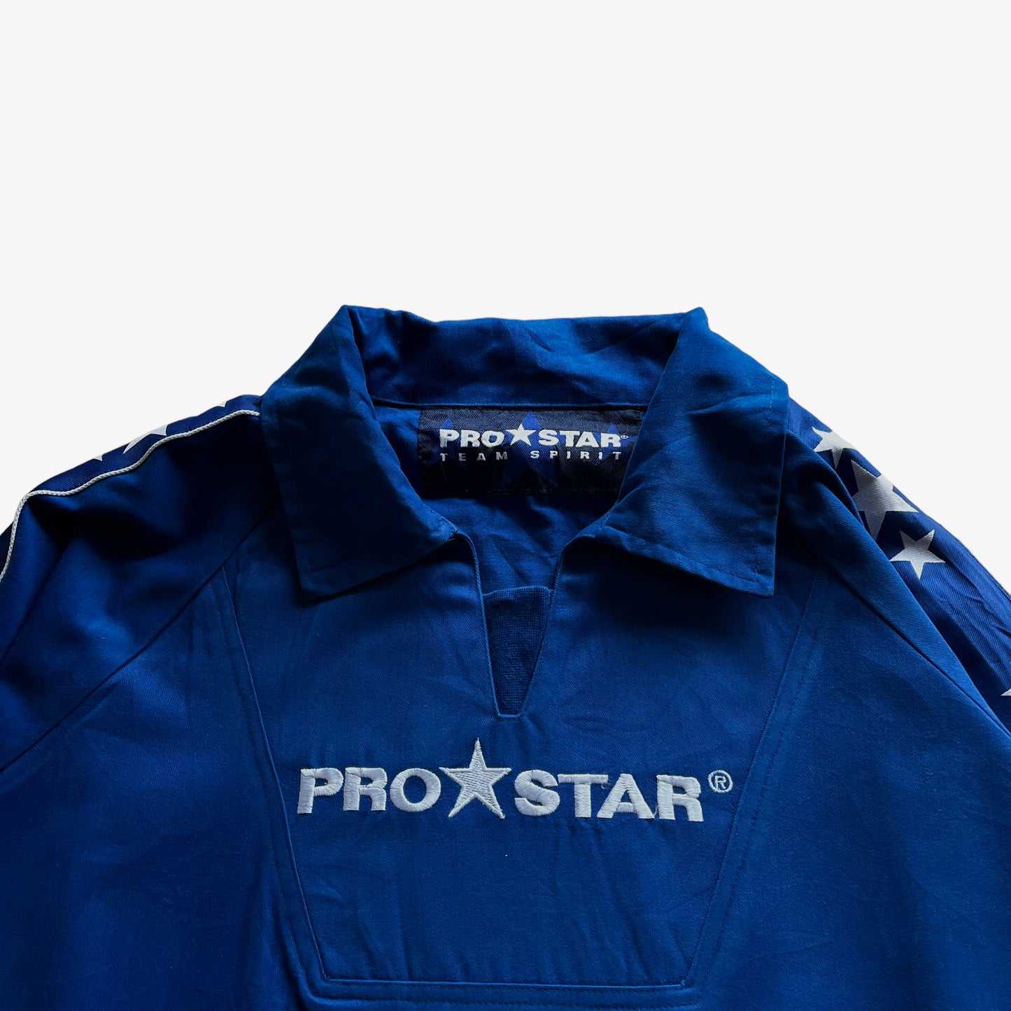 Vintage 90s Mens Pro Star Blue Drill Shirt Logo - Casspios Dream