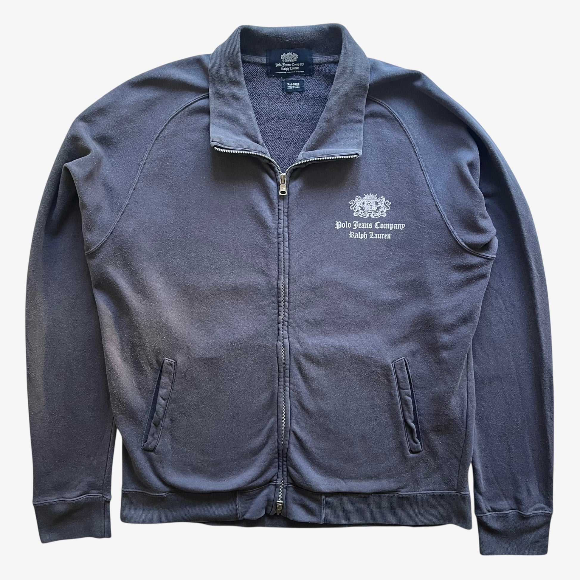 Vintage 90s Mens Ralph Lauren Polo Jeans Company Faded Grey Jacket - Casspios Dream
