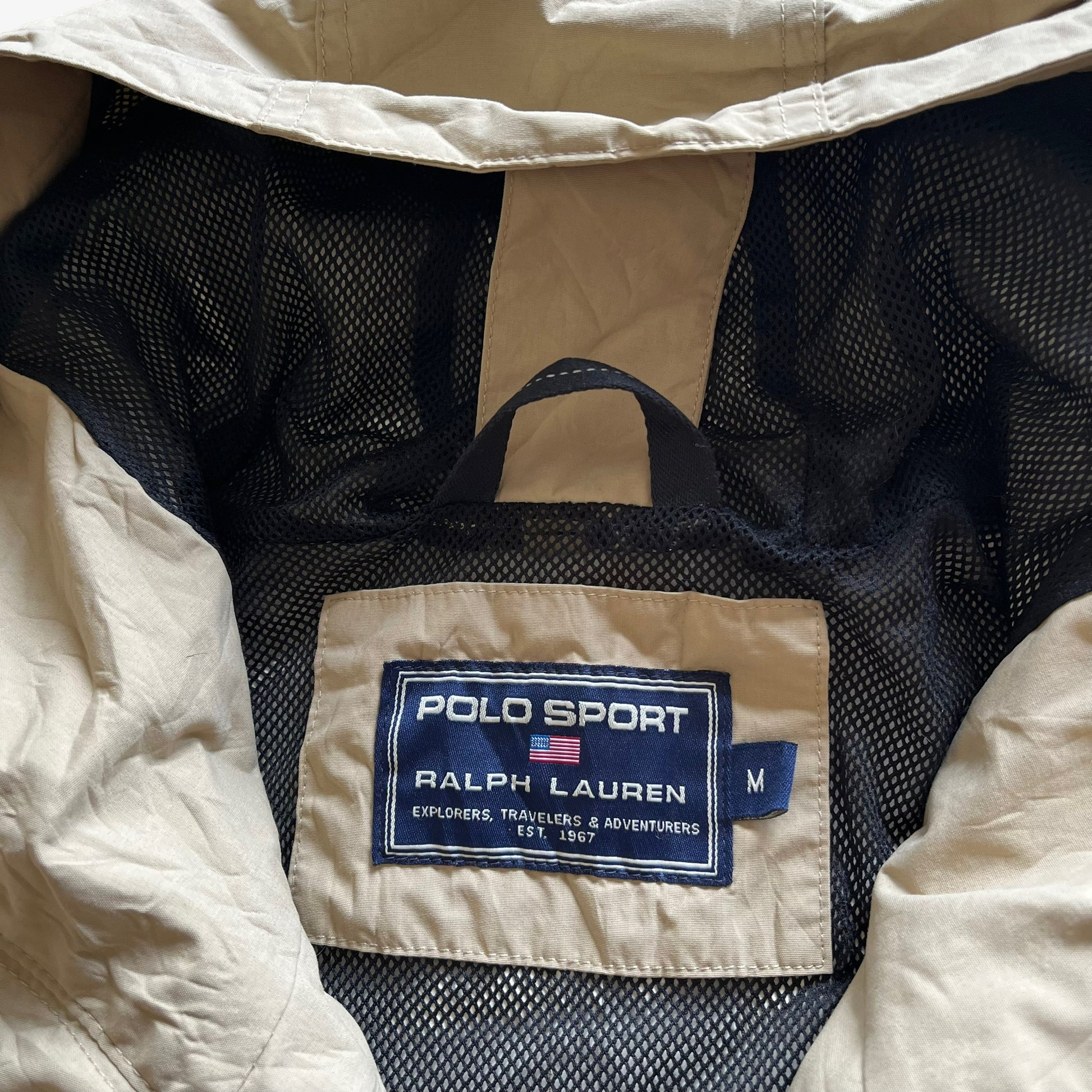 Vintage 90s Mens Ralph Lauren Polo Sport Beige Utility Jacket Label - Casspios Dream