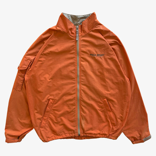 Vintage 90s Mens Ralph Lauren Polo Sport Orange Windbreaker Jacket - Casspios Dream