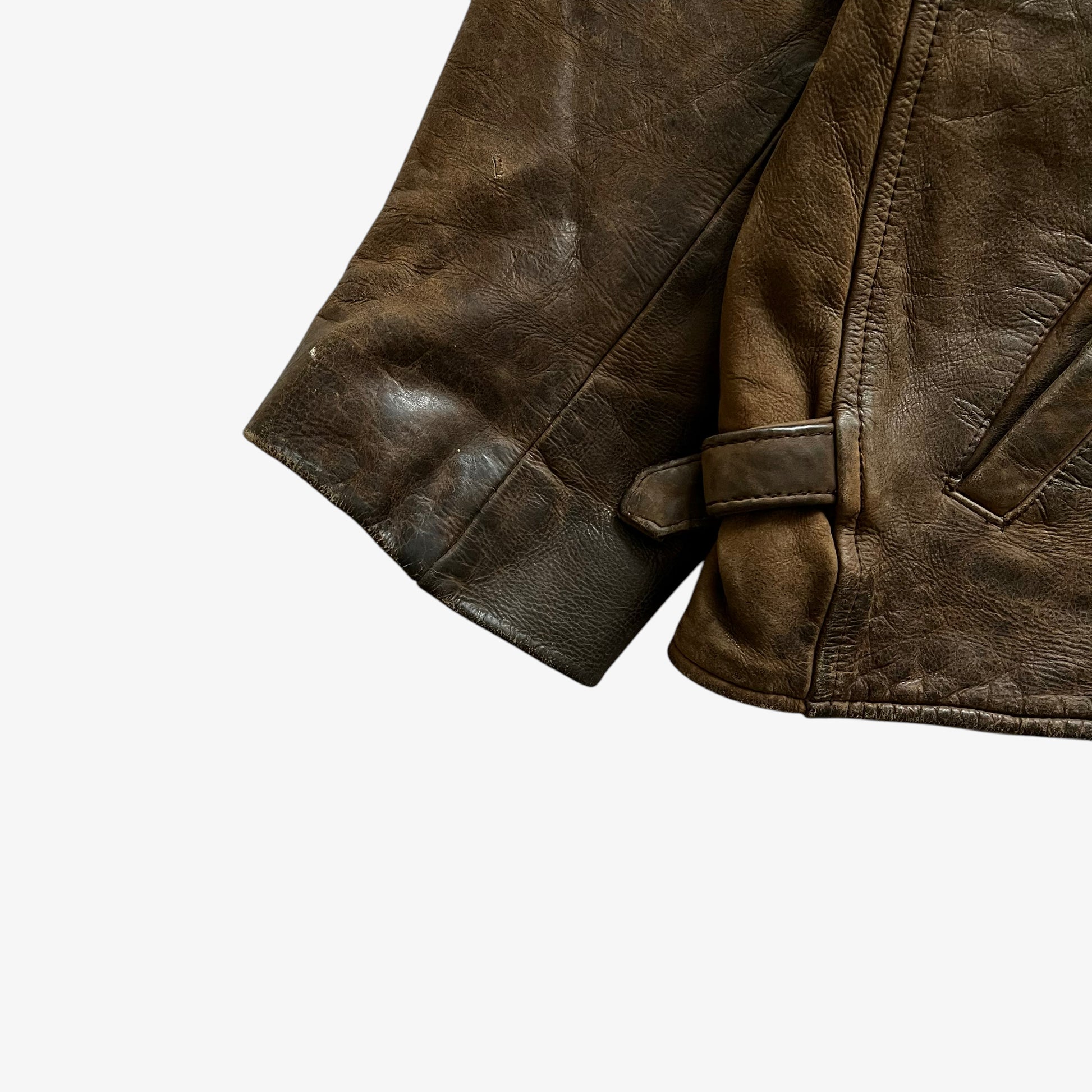 Vintage 90s Mens Redskins Brown Leather Jacket R Collection Arm - Casspios Dream