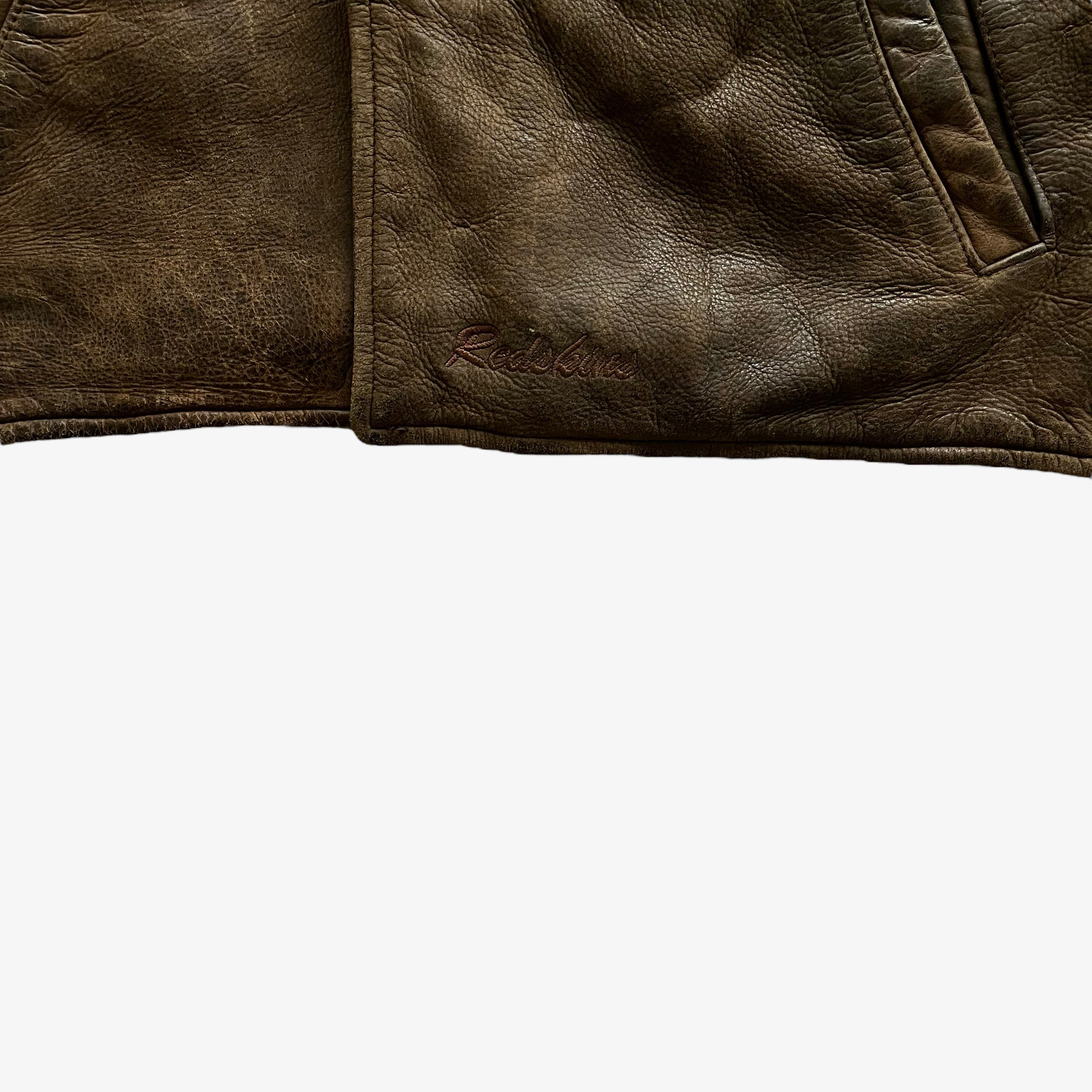Vintage 90s Mens Redskins Brown Leather Jacket R Collection Logo - Casspios Dream