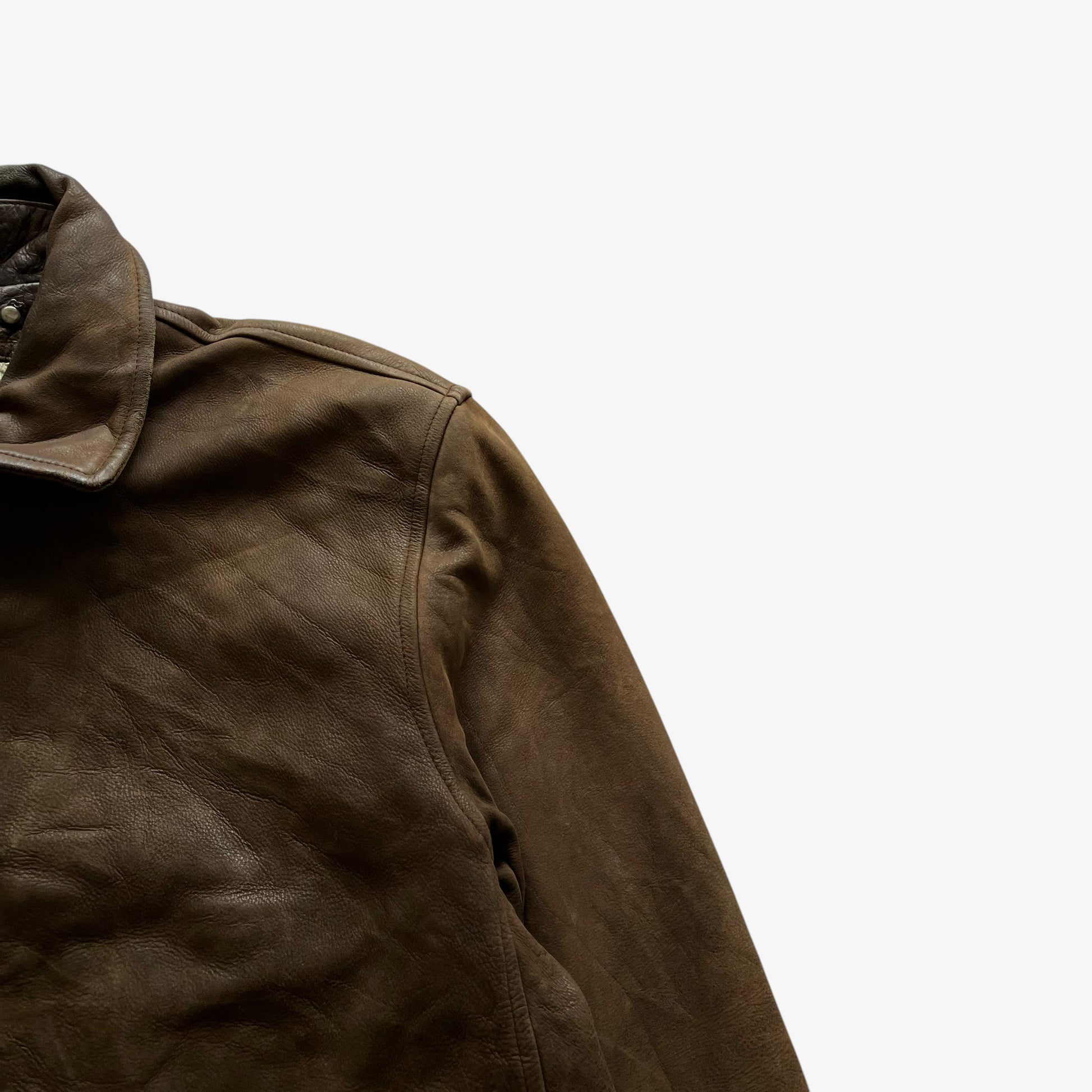 Vintage 90s Mens Redskins Brown Leather Jacket R Collection Shoulder - Casspios Dream