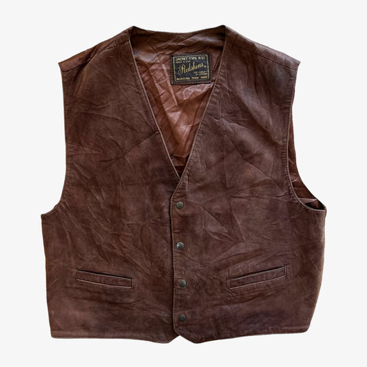 Vintage 90s Mens Redskins Type B32 Brown Leather Vest - Casspios Dream