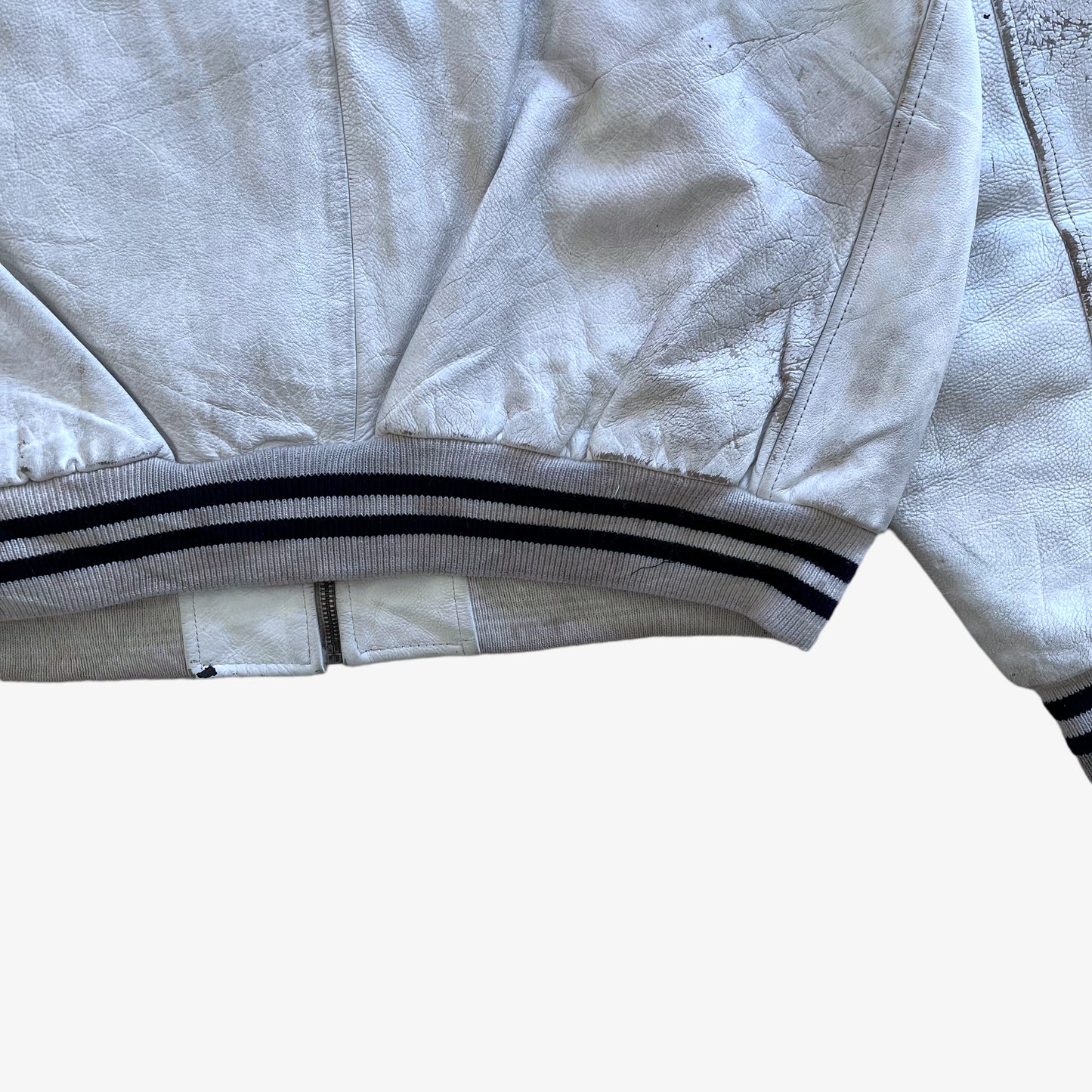Vintage 90s Mens Redskins White Leather Varsity Jacket Back Mark - Casspios Dream