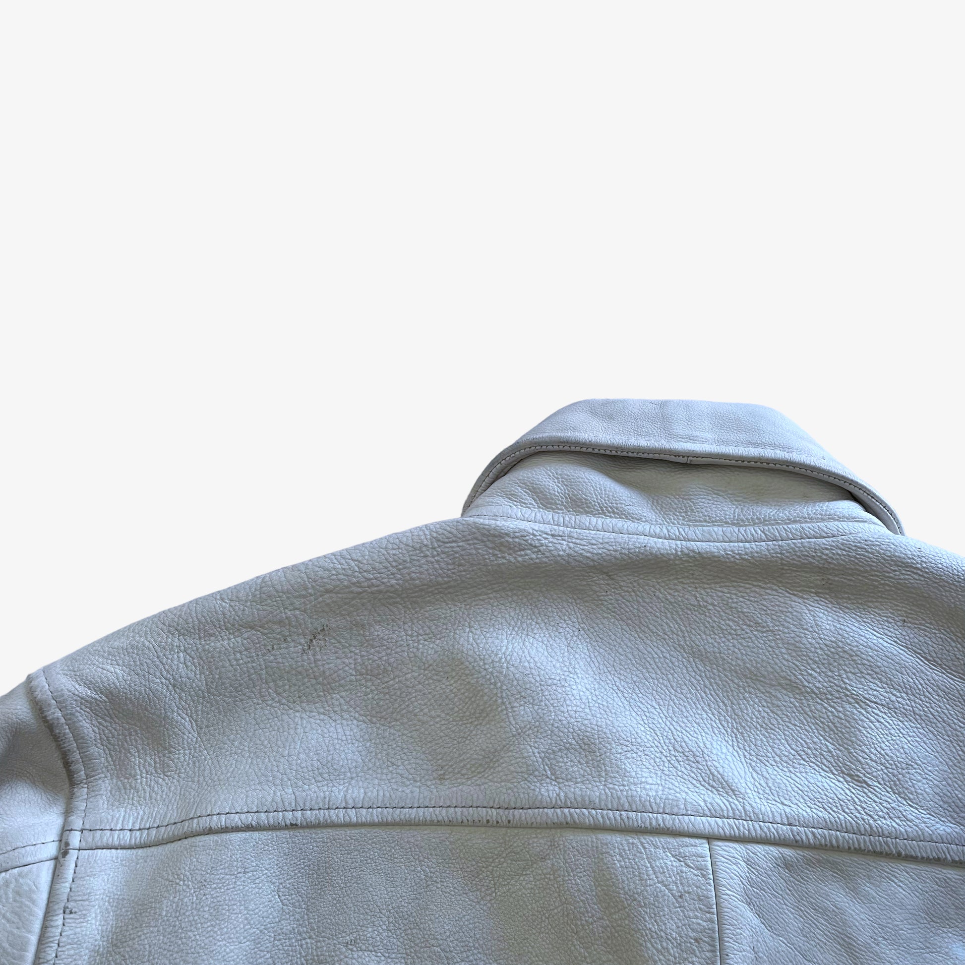 Vintage 90s Mens Redskins White Leather Varsity Jacket Collar - Casspios Dream