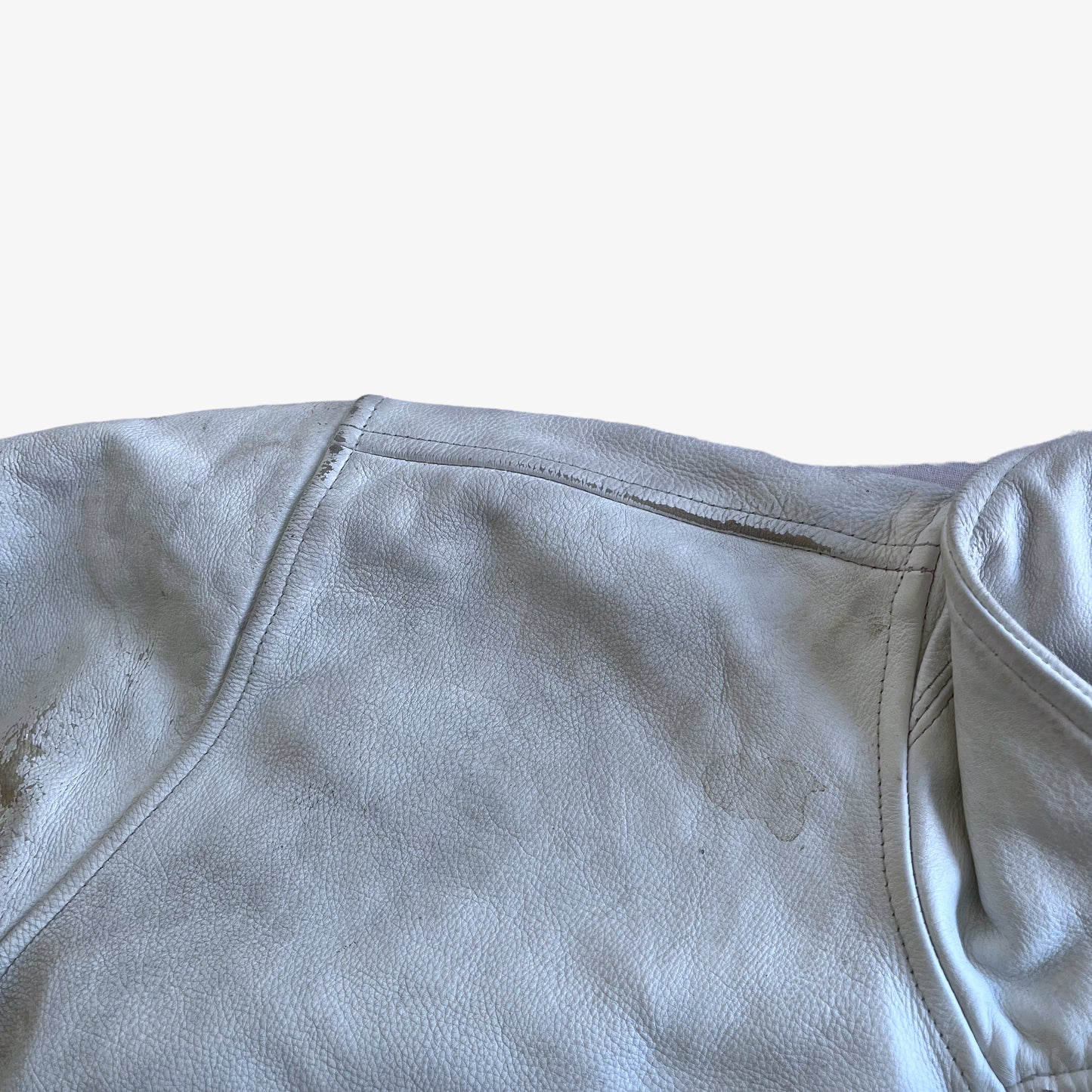 Vintage 90s Mens Redskins White Leather Varsity Jacket Marks - Casspios Dream